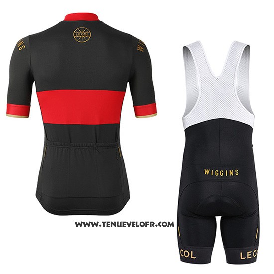 2019 Maillot Ciclismo Lecol Noir Rouge Manches Courtes et Cuissard